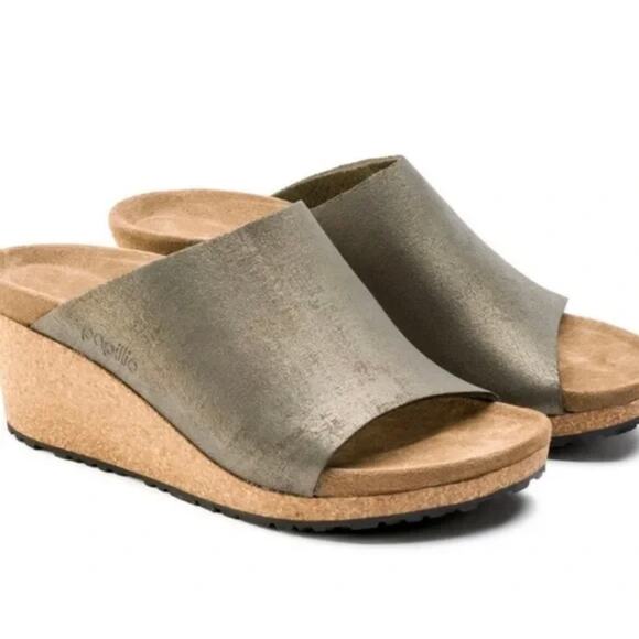 PAPILLIO Size 40 Birkenstock Namica
Metallic Stone Gold Suede Leather Sandals - Picture 2 of 9